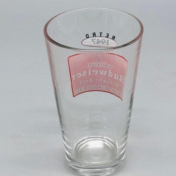 Budweiser glass cup draught beer clear bar wear red 6" READ - Picture 4 of 5